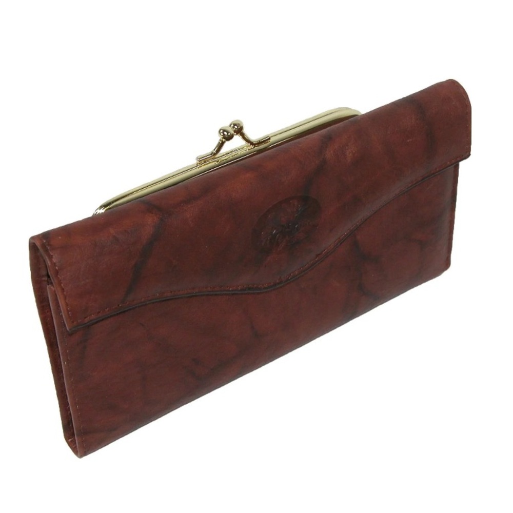 BUXTON Genuine High Grade Leather 8” Wallet w Checkbook Cover Marbled Brown EEUC - Picture 8 of 13